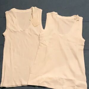 Sleeveless Tops, Two Pack, Ribbed Tanks, NEW, White